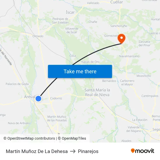Martín Muñoz De La Dehesa to Pinarejos map