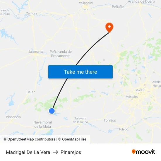 Madrigal De La Vera to Pinarejos map