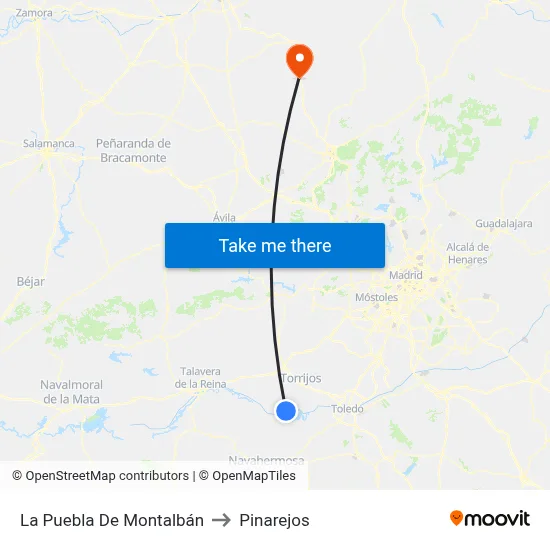 La Puebla De Montalbán to Pinarejos map