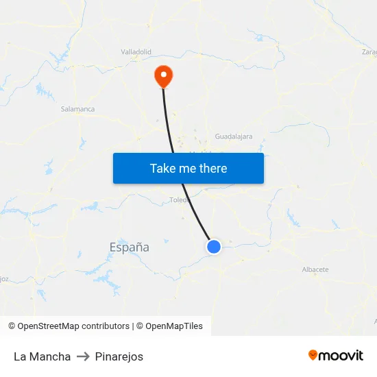 La Mancha to Pinarejos map