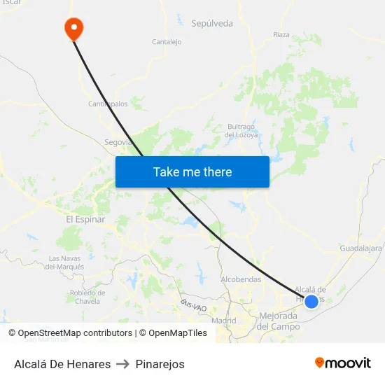 Alcalá De Henares to Pinarejos map