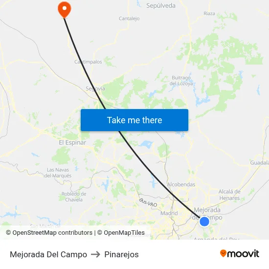 Mejorada Del Campo to Pinarejos map