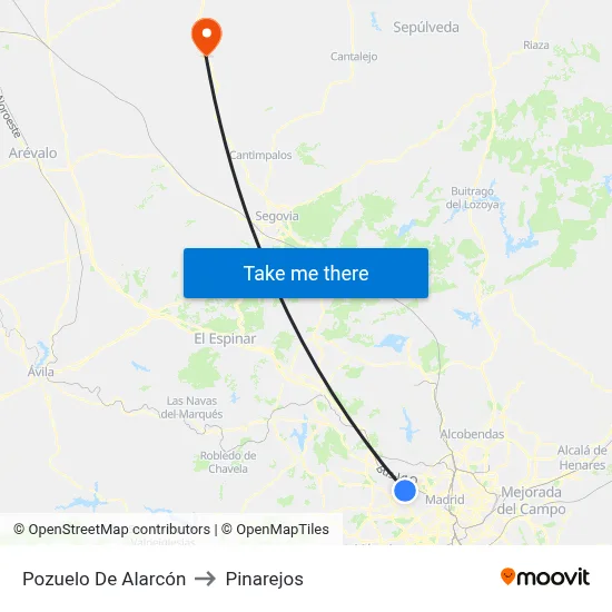 Pozuelo De Alarcón to Pinarejos map