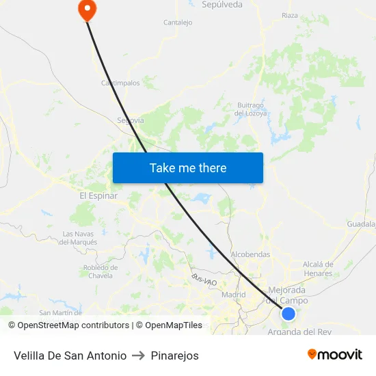 Velilla De San Antonio to Pinarejos map