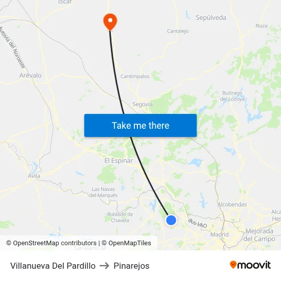 Villanueva Del Pardillo to Pinarejos map