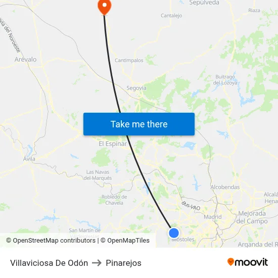 Villaviciosa De Odón to Pinarejos map