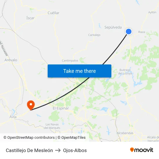 Castillejo De Mesleón to Ojos-Albos map