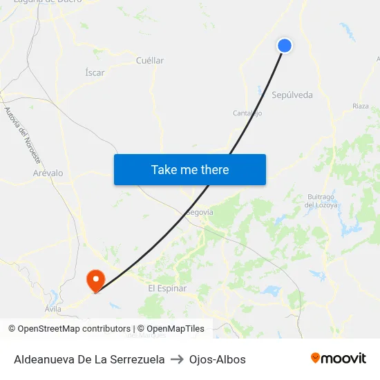 Aldeanueva De La Serrezuela to Ojos-Albos map