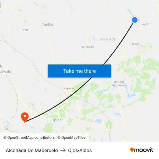 Alconada De Maderuelo to Ojos-Albos map