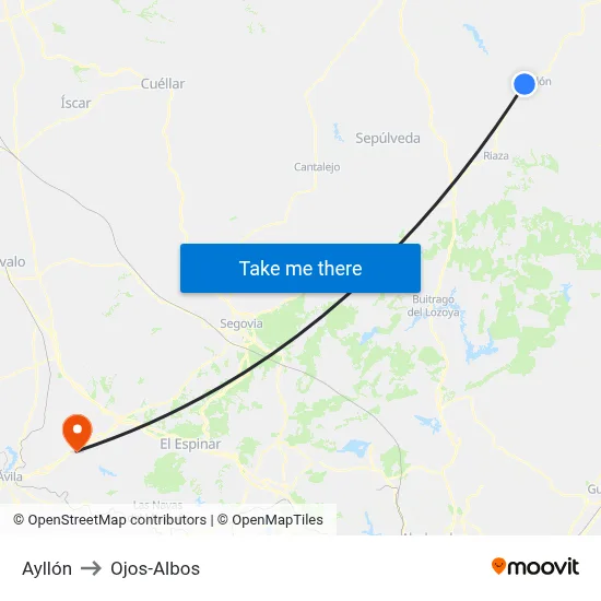 Ayllón to Ojos-Albos map