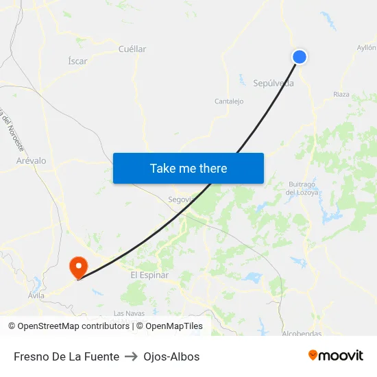 Fresno De La Fuente to Ojos-Albos map