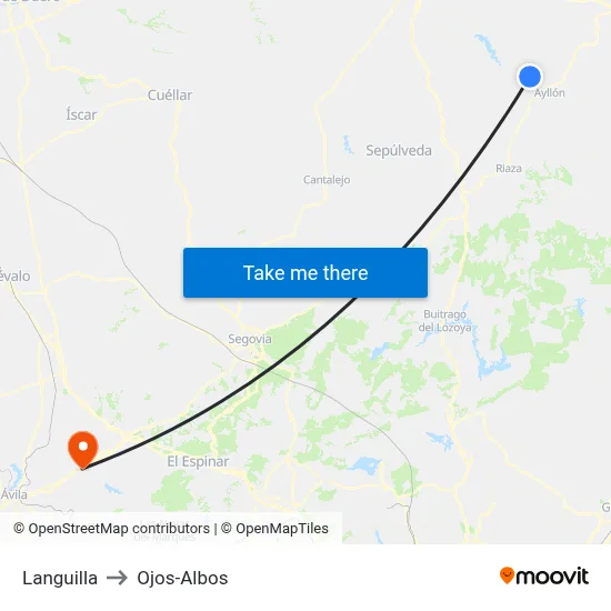 Languilla to Ojos-Albos map