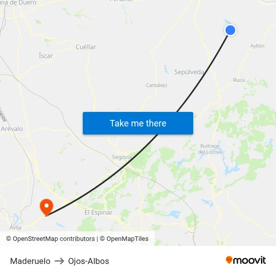 Maderuelo to Ojos-Albos map