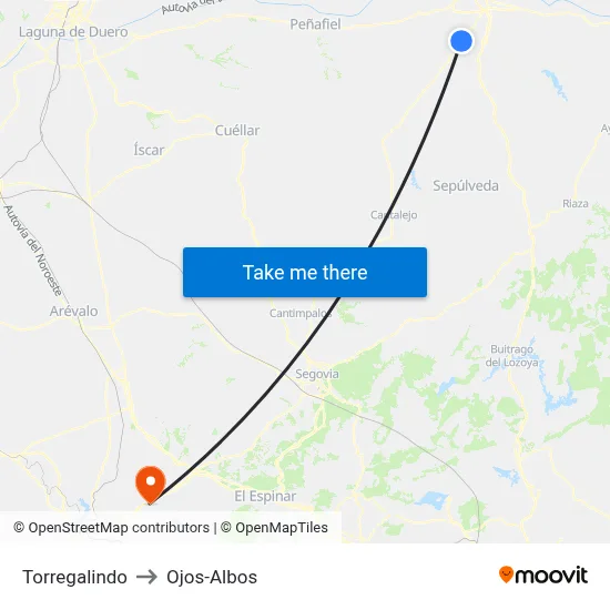 Torregalindo to Ojos-Albos map
