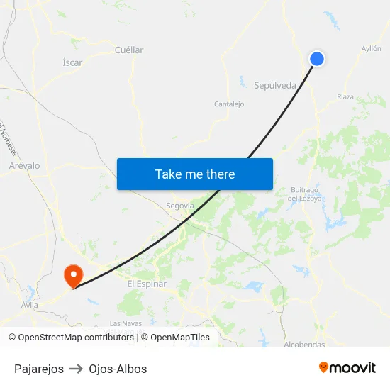 Pajarejos to Ojos-Albos map
