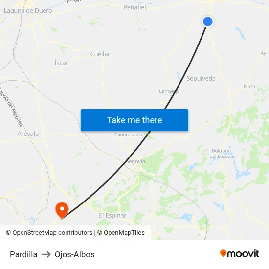 Pardilla to Ojos-Albos map