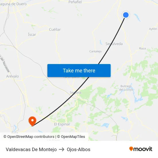 Valdevacas De Montejo to Ojos-Albos map