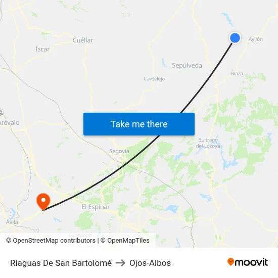Riaguas De San Bartolomé to Ojos-Albos map