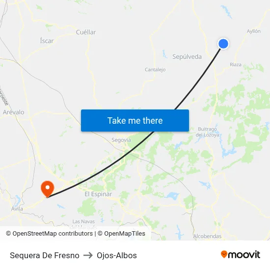 Sequera De Fresno to Ojos-Albos map