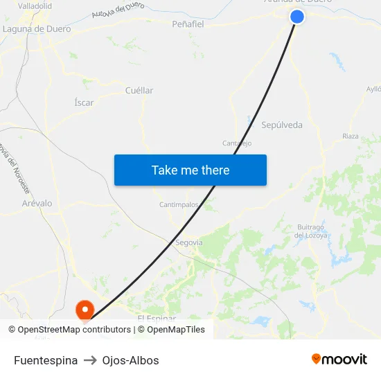 Fuentespina to Ojos-Albos map