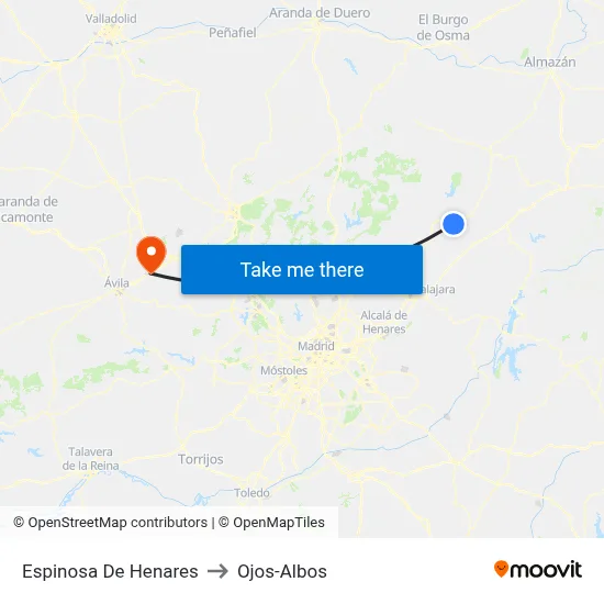 Espinosa De Henares to Ojos-Albos map