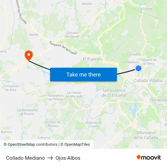 Collado Mediano to Ojos-Albos map