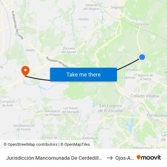 Jurisdicción Mancomunada De Cerdedilla Y Navacerrada to Ojos-Albos map