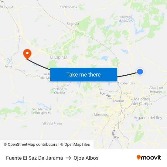 Fuente El Saz De Jarama to Ojos-Albos map