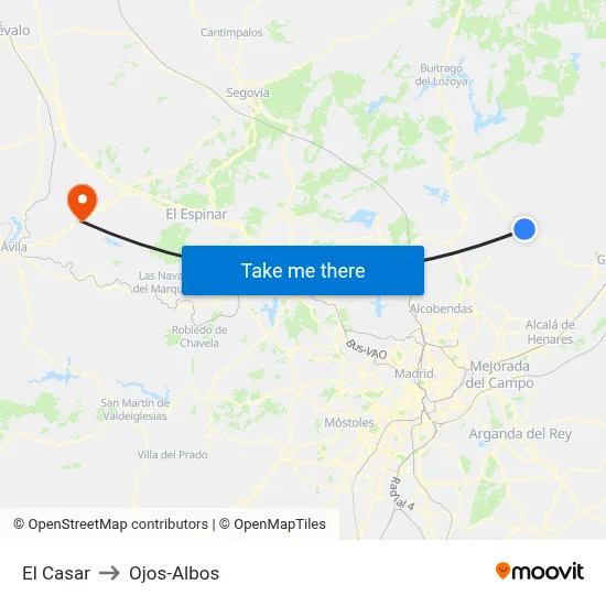 El Casar to Ojos-Albos map