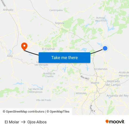 El Molar to Ojos-Albos map