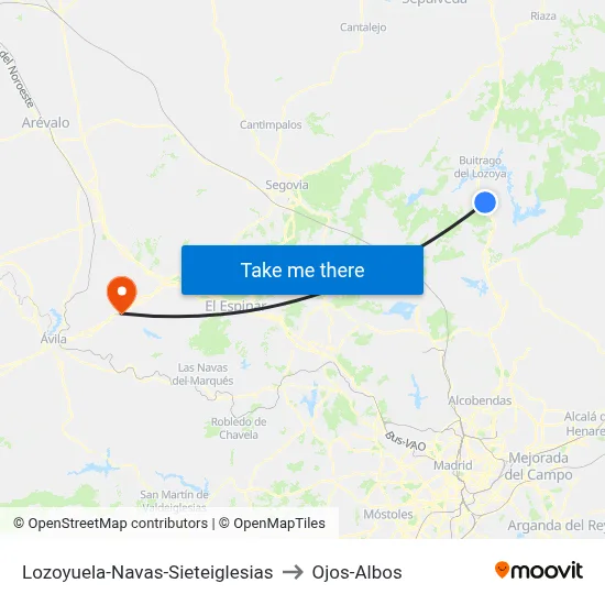 Lozoyuela-Navas-Sieteiglesias to Ojos-Albos map