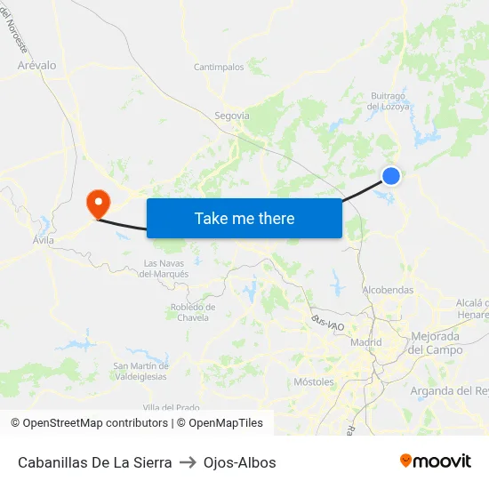 Cabanillas De La Sierra to Ojos-Albos map