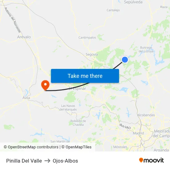 Pinilla Del Valle to Ojos-Albos map