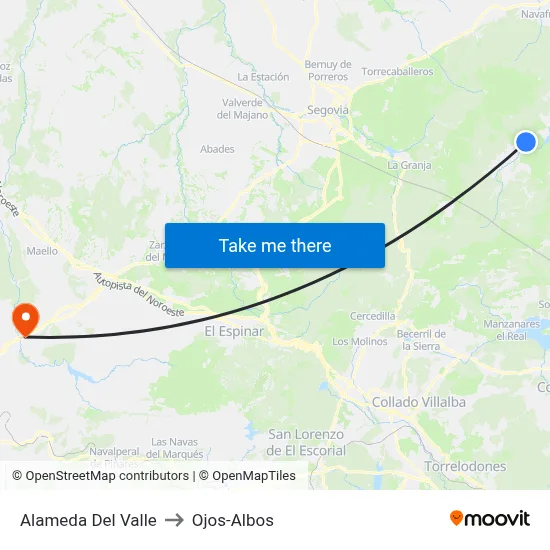 Alameda Del Valle to Ojos-Albos map