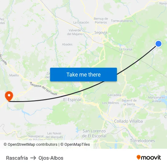 Rascafría to Ojos-Albos map
