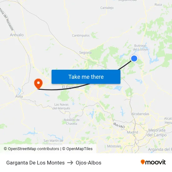 Garganta De Los Montes to Ojos-Albos map