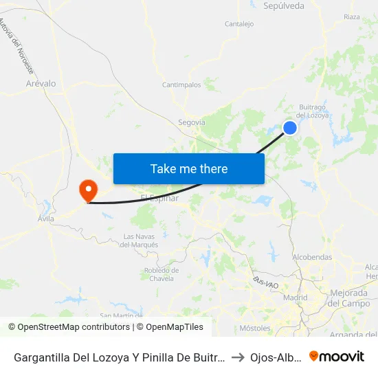 Gargantilla Del Lozoya Y Pinilla De Buitrago to Ojos-Albos map