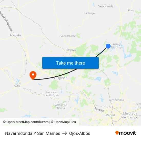 Navarredonda Y San Mamés to Ojos-Albos map