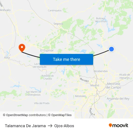Talamanca De Jarama to Ojos-Albos map