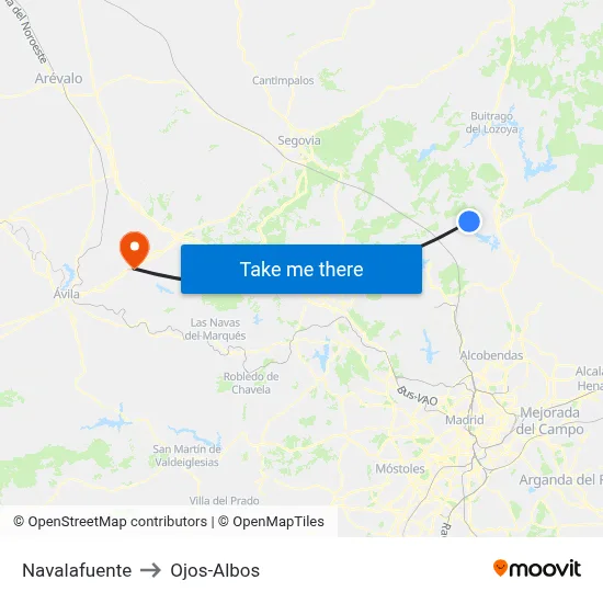 Navalafuente to Ojos-Albos map