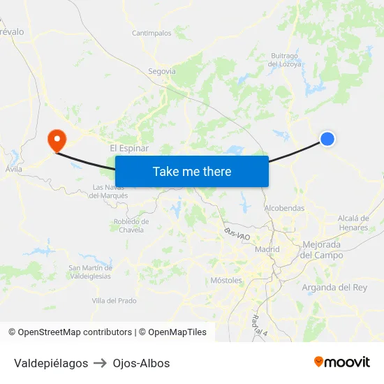 Valdepiélagos to Ojos-Albos map