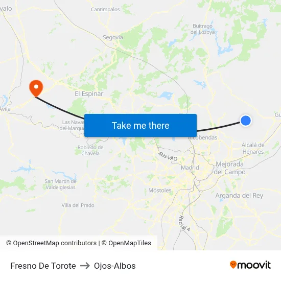 Fresno De Torote to Ojos-Albos map