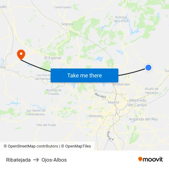 Ribatejada to Ojos-Albos map