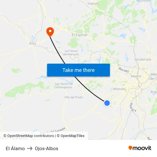 El Álamo to Ojos-Albos map