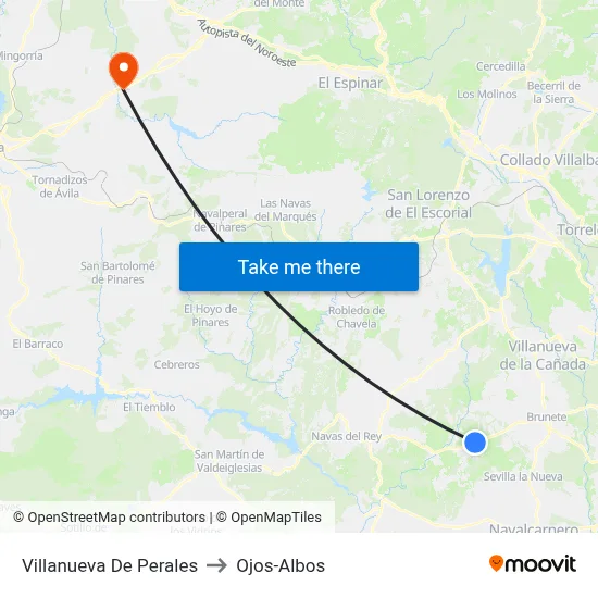 Villanueva De Perales to Ojos-Albos map