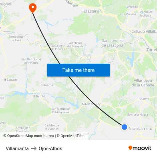 Villamanta to Ojos-Albos map