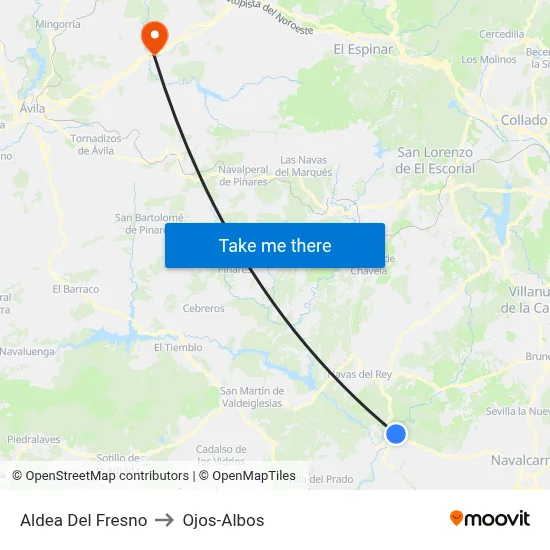 Aldea Del Fresno to Ojos-Albos map