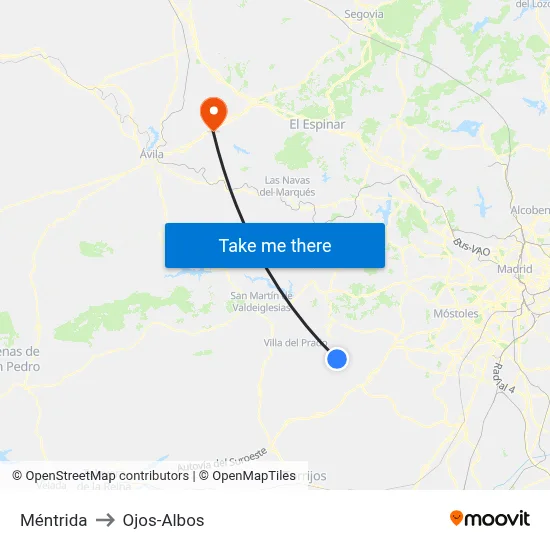 Méntrida to Ojos-Albos map