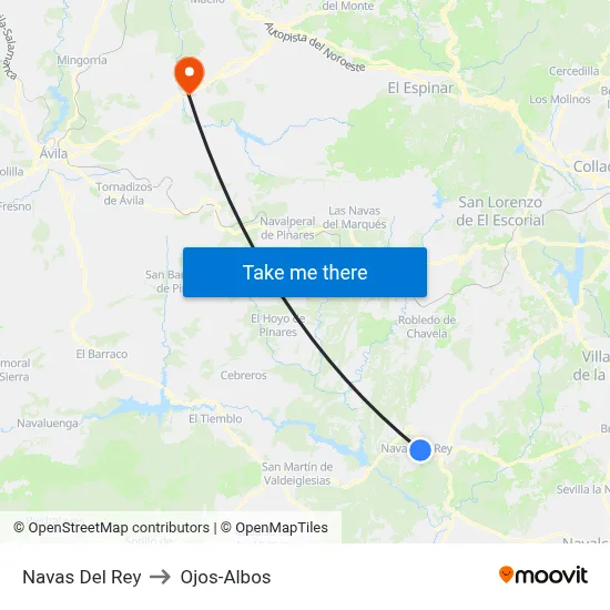 Navas Del Rey to Ojos-Albos map