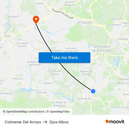 Colmenar Del Arroyo to Ojos-Albos map